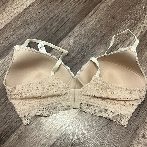 AERIE REAL HAPPY WIRELESS LIGHTLY LINED LACE BRA SIZE 36D IN NUDE NWT - Picture 2 of 4